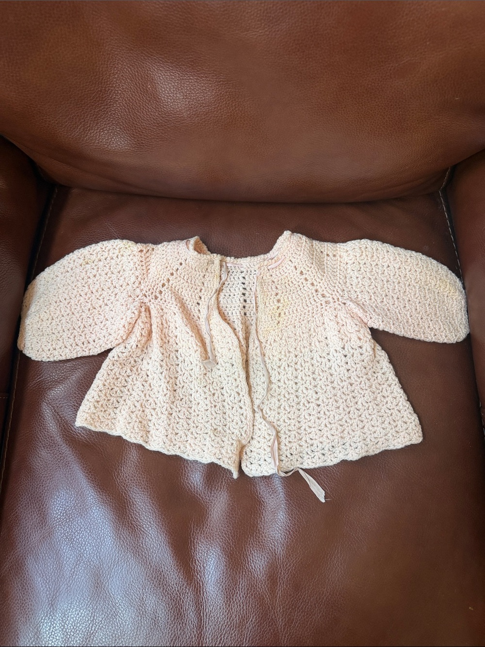 1950’s Handcrafted Cream Knit Baby Cardigan - Soft Crochet Sweater